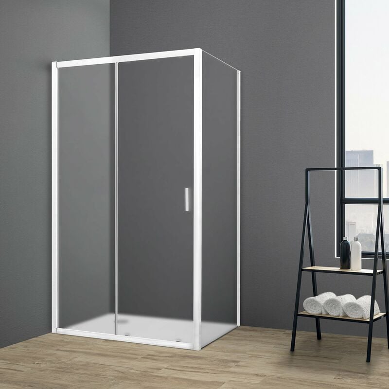 foto del prodotto box doccia tokyo porta scorrevole rettangolare 100x75 cm altezza 200 cm cristallo 6 mm bianco opaco
