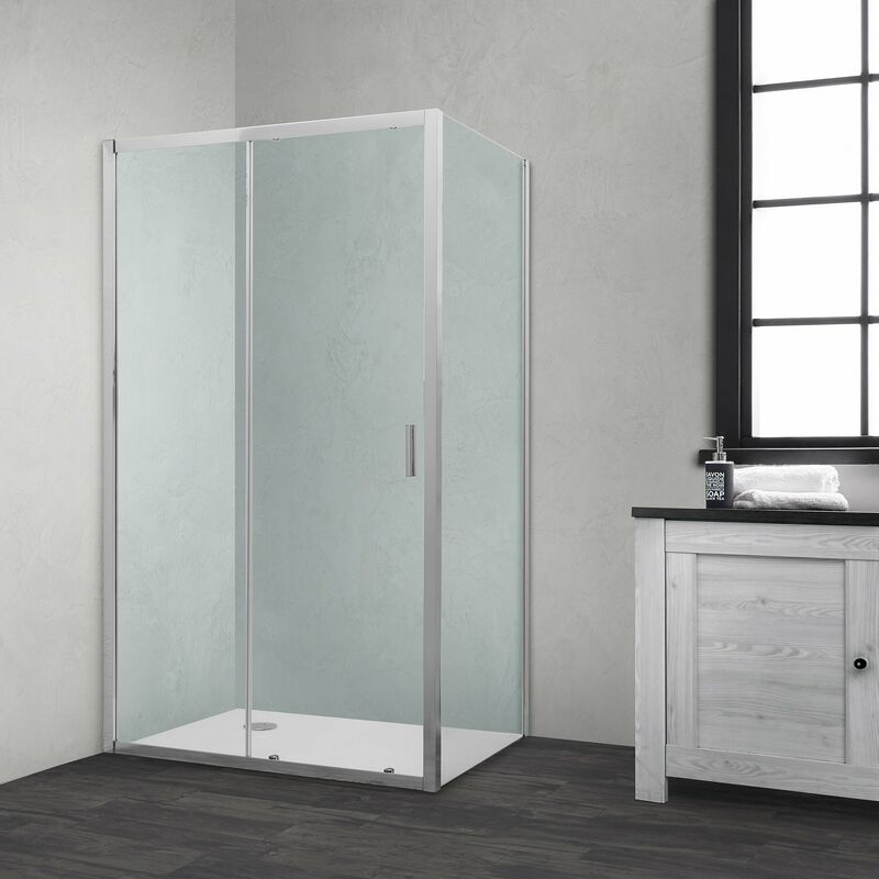 foto del prodotto box doccia tokyo porta scorrevole rettangolare 100x80 cm altezza 200 cm cristallo 6 mm