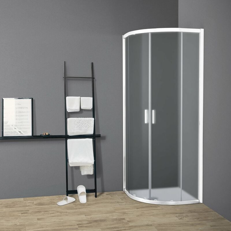 foto del prodotto box doccia tokyo porta scorrevole semicircolare 90x90 cm altezza 200 cm cristallo 6 mm bianco opaco