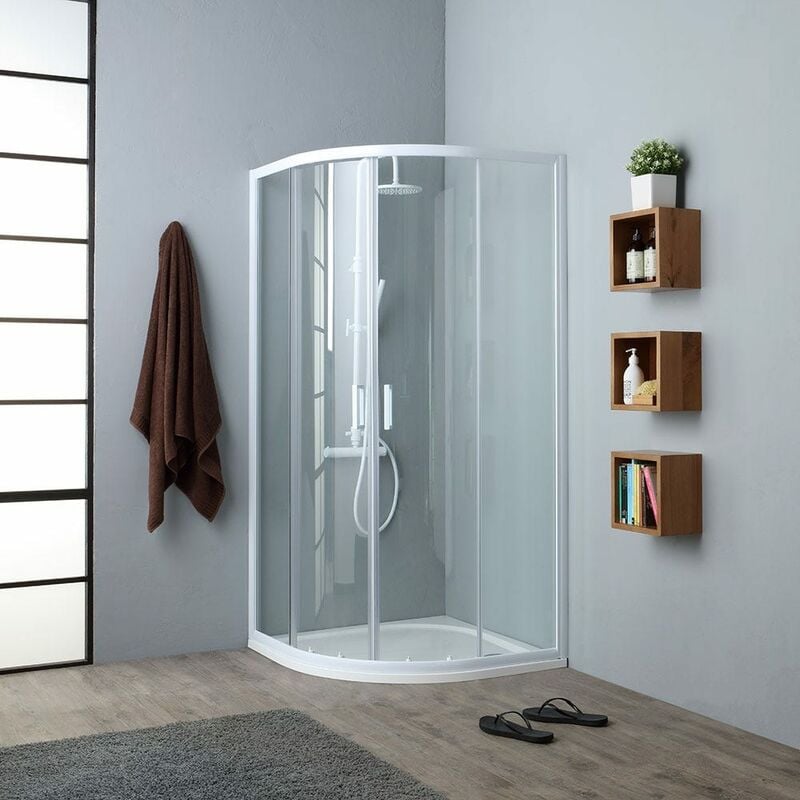 foto del prodotto box doccia trasparente angolare semicircolare 90x90 cm venere