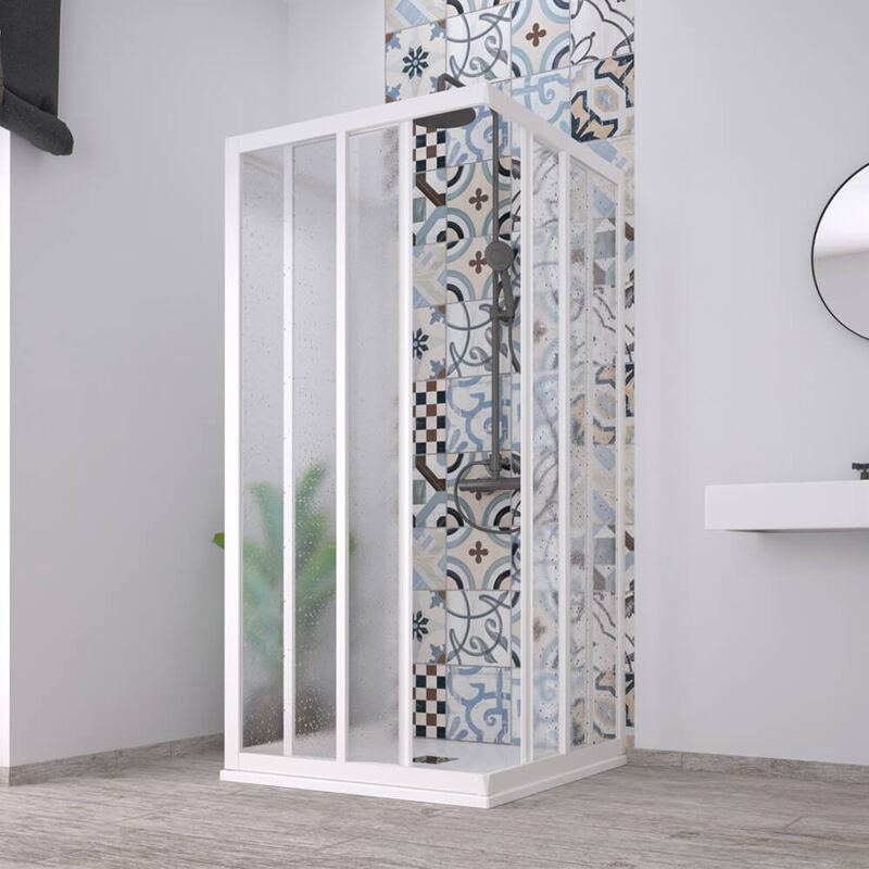 foto del prodotto box doccia tre lati 70x70x70 acril con due scorrevoli ed uno fisso