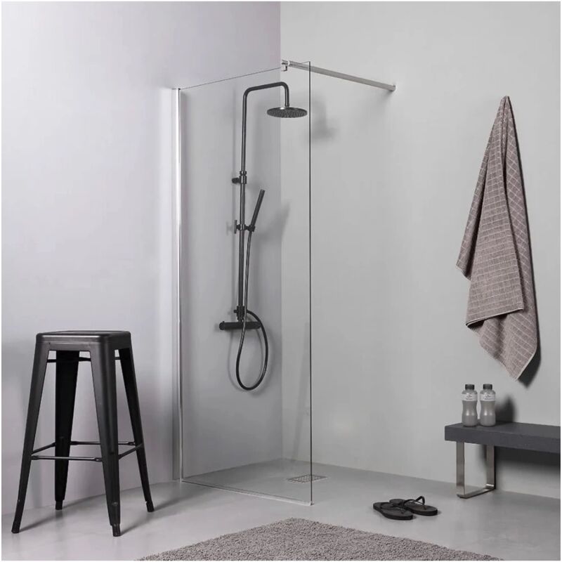 foto del prodotto box doccia walk in cromo 6mm, 110x190 cm