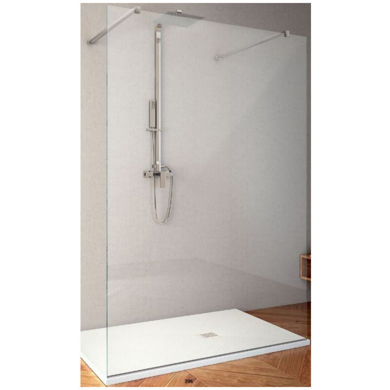 foto del prodotto box doccia walk in vetro trasp 8mm h200 sutera finiture alluminio cromo misure 100