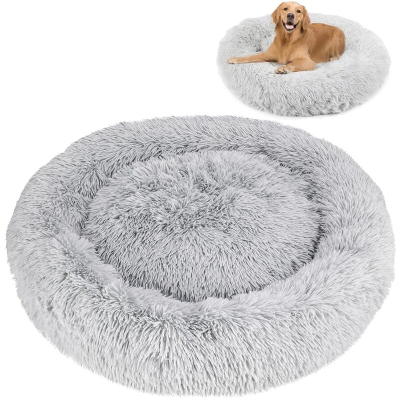 foto del prodotto box peluche letto rotondo per cane gatto cuscino lettino 80x80