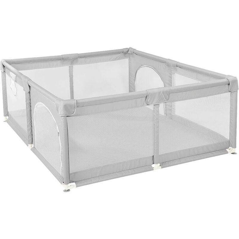 foto del prodotto box per bambini 150 x 150 cm, box per bambini pieghevole, box per bambini con rete traspirante su quattro lati, centro attività per bambini grigio