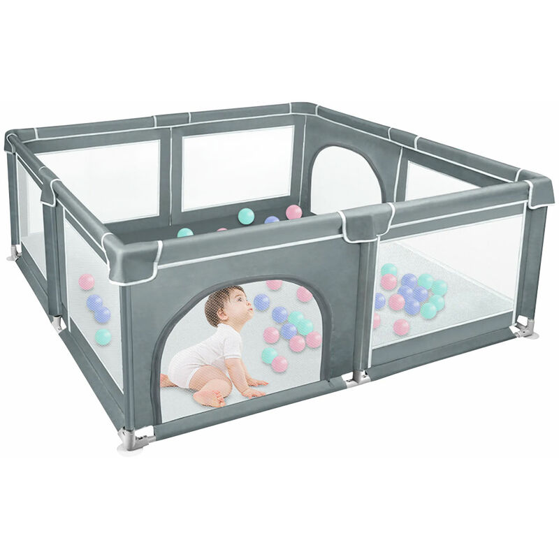 foto del prodotto box per bambini,centro attività portatile e sicuro per bambini haloyo box con cancello,recinto per bambini centro attività,180 x 150 x 66cm,grigio