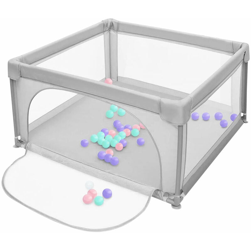 foto del prodotto box per bambini,recinto per bambini con morbida rete traspirante,haloyo ,centro di attivit interno ed esterno per 0 6 anni bambini,con 50 sfere,120