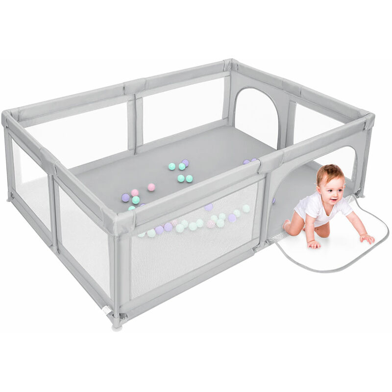 immagine 0 del prodotto box per bambini,recinto per bambini con morbida rete traspirante haloyo centro di attivit interno ed esterno per 0 6 anni bambini,con 50 sfere,205 x