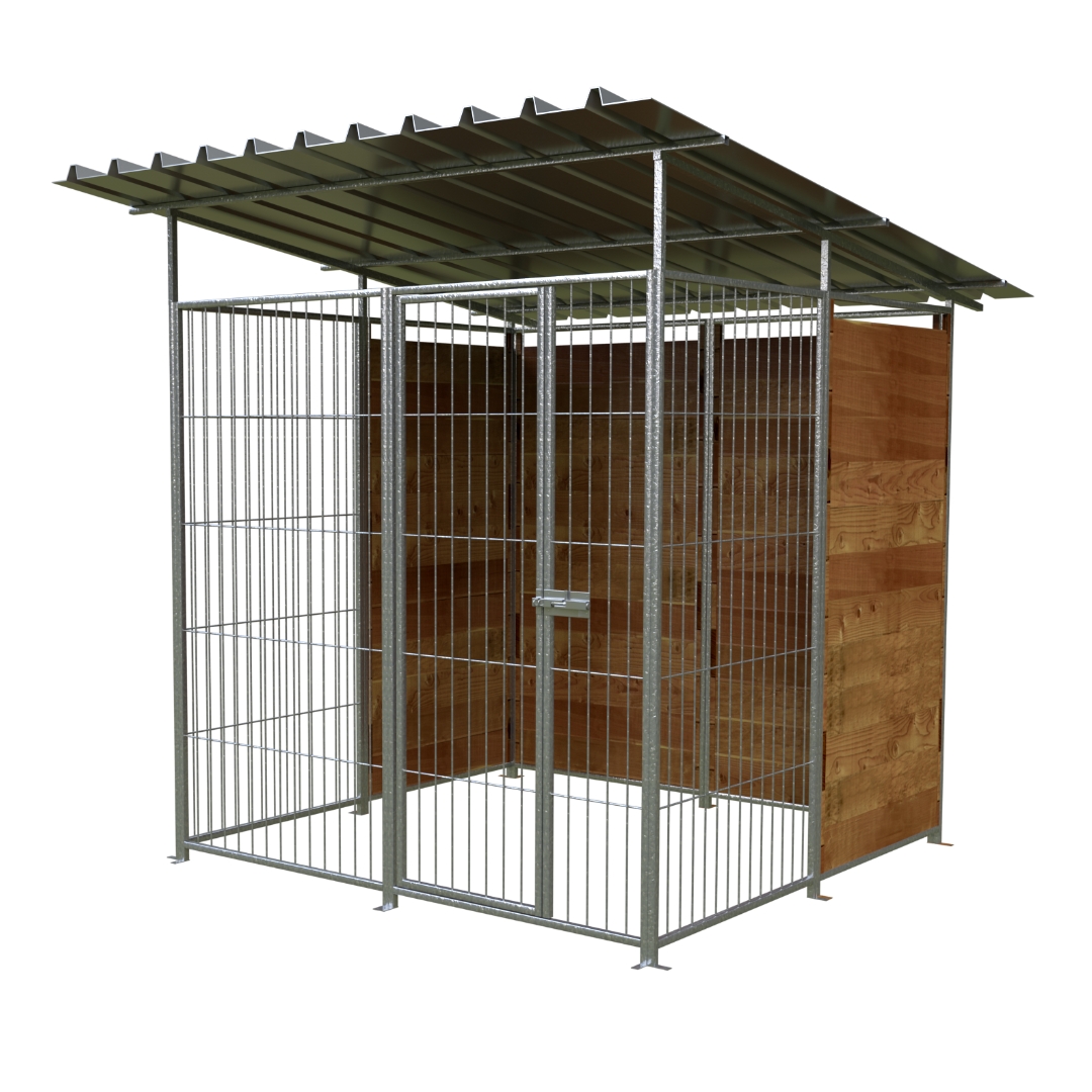 foto del prodotto box per cani da esterno coperto e retro in legno zincatura elettrolitica da 200x200xh180 cm
