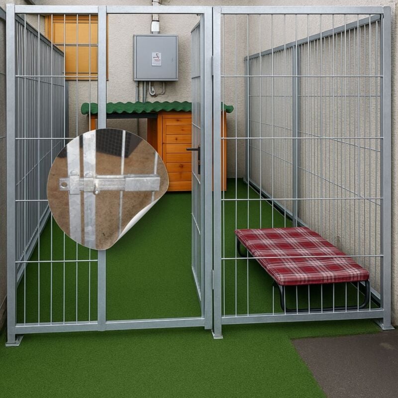 foto del prodotto box per cani in rete da esterno con zincatura elettrolitica da 400x200x altezza 180 cm