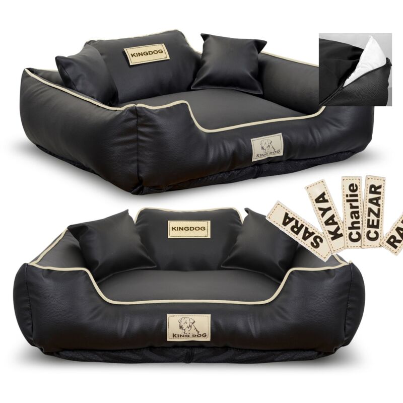 foto del prodotto box per cani kingdog, ecopelle, 100x75 cm, personalizzato, sfoderabile, antiscivolo, nero