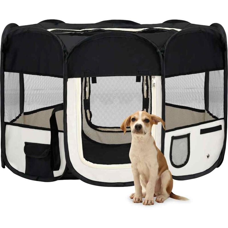 foto del prodotto box per cani pieghevole con borsa trasporto nero 110x110x58 cm vidaxl