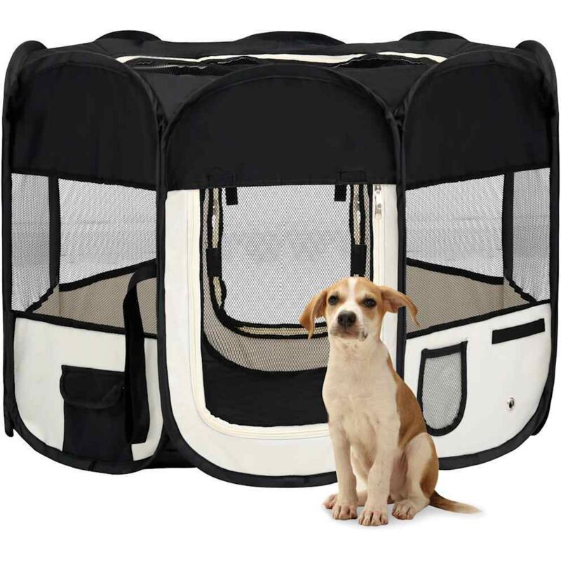 foto del prodotto box per cani pieghevole con borsa trasporto nero 90x90x58 cm vidaxl