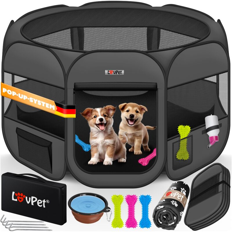 foto del prodotto box per cuccioli pieghevole per piccoli animali cani gatti incl. ciotola per cani box per cani da esterno recinto in tessuto oxford sistema pop up