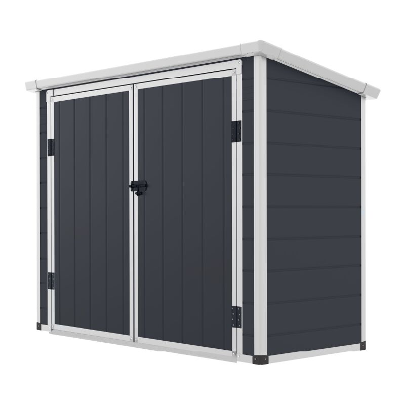 foto del prodotto box porta attrezzi in resina gardiun noa 7,29 m2 esterni con base e porta a due ante da 156x139 cm color antracite