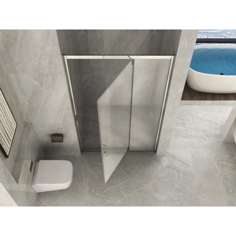 foto del prodotto box porta doccia opaco 6mm apertura semi battente pivot interno o esterno 100 97 101 x h190 cm