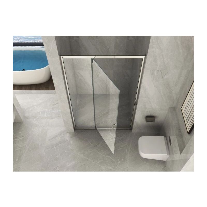 immagine 0 del prodotto box porta doccia trasparente 6mm apertura semi battente pivot interno o esterno 100 97 101 x h190 cm