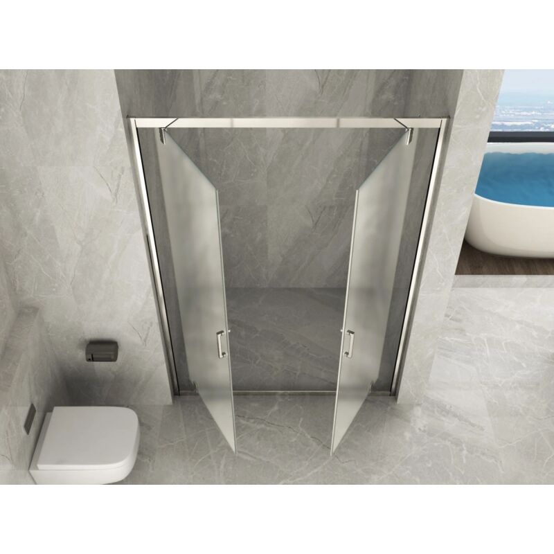 foto del prodotto box porta doccia vetro opaco 6mm apertura saloon interno esterno h190 70 67 71 x h190 cm