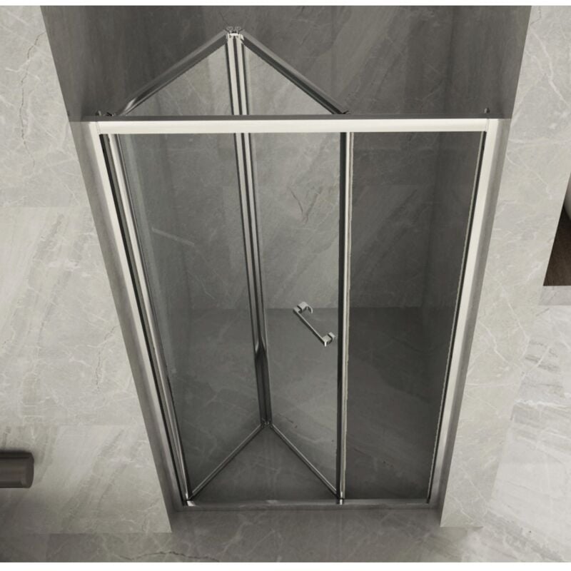 foto del prodotto box porta doccia vetro trasparente 6mm apertura pieghevole libro soffietto 90 87 91 x h190 cm