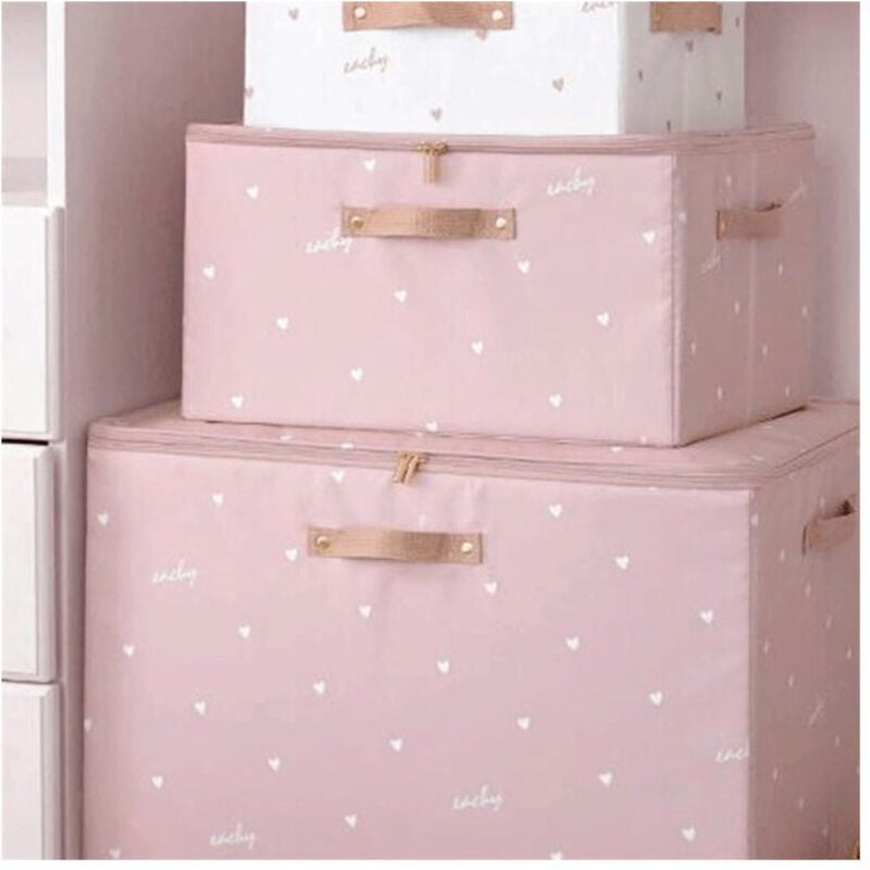foto del prodotto box scatola salvaspazio armadio contenitore porta oggetti organizer 48x38x28 cm rosa trade shop traesio