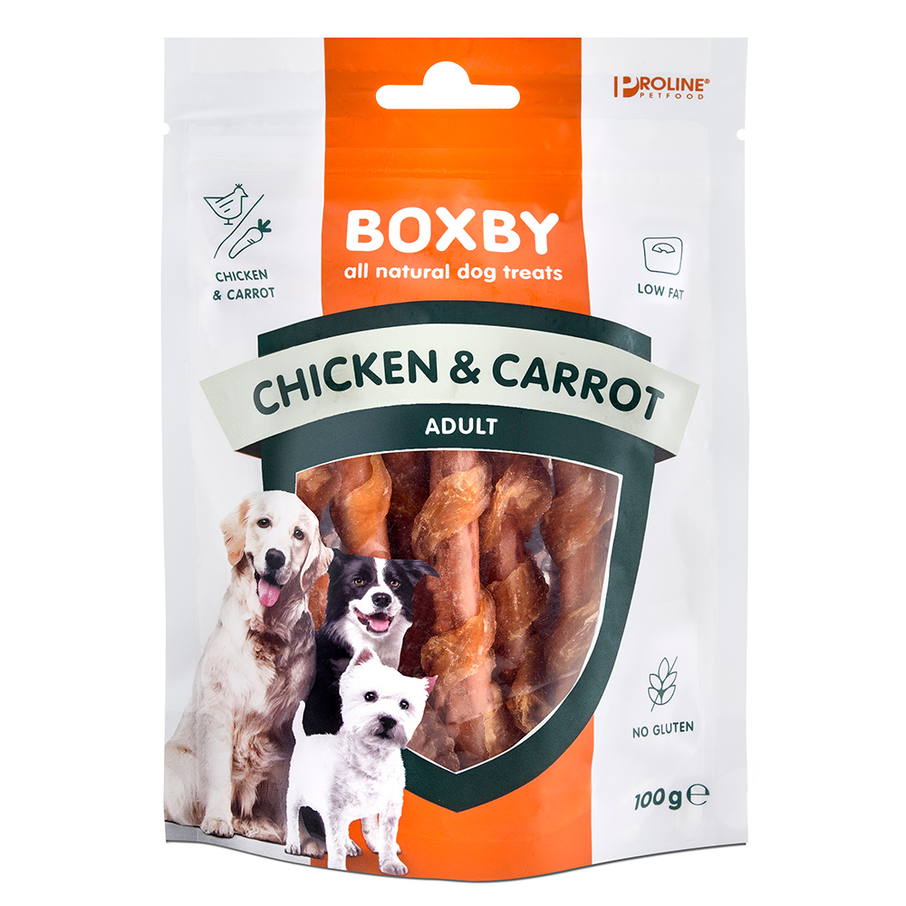 foto del prodotto boxby pollo carote snack per cani - set 3 x 100 g