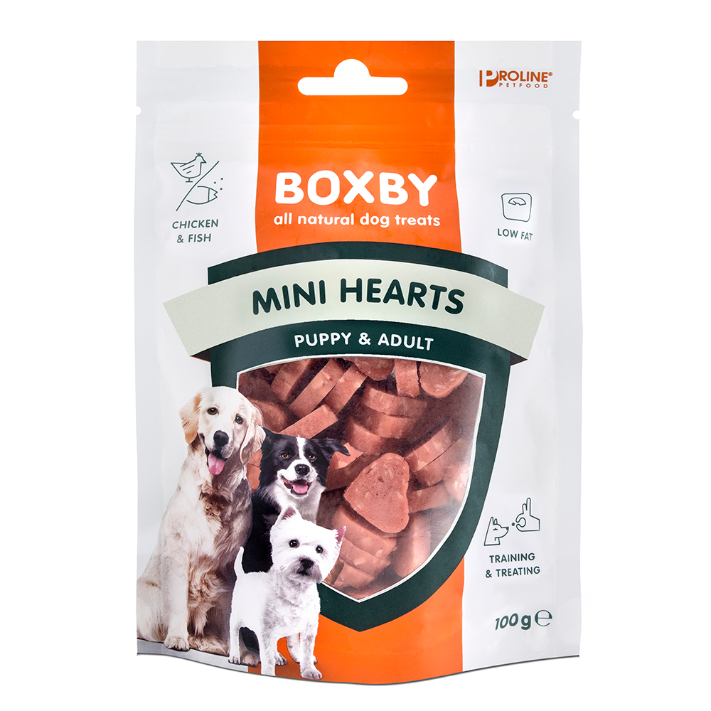 foto del prodotto boxby puppy mini hearts snack per cuccioli 100 g