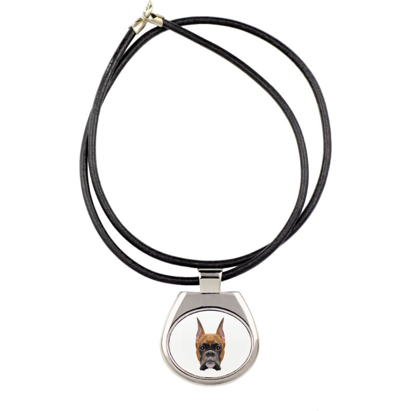 foto del prodotto boxer, boxer i - collana con foto e scritta geometrica di art-dog