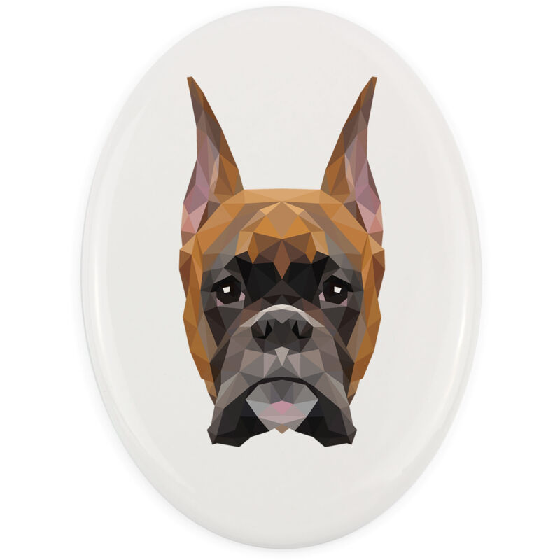 foto del prodotto boxer, boxer i un piatto con una foto e un iscrizione geometrica di art dog