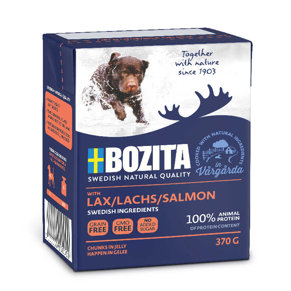 foto del prodotto bozita bocconcini in gelatina 6 x 370 g umido per cane salmone
