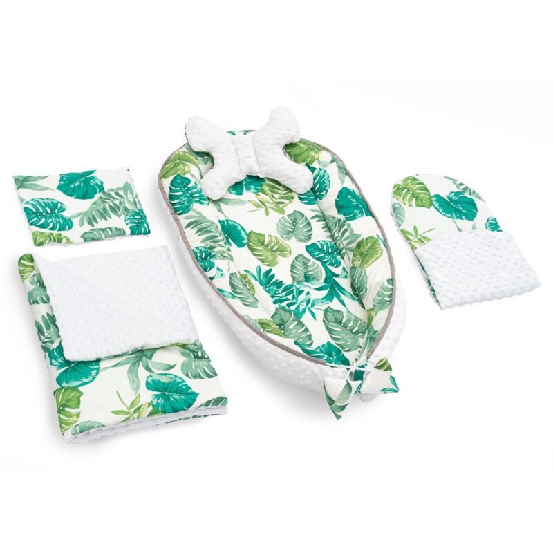 foto del prodotto bozzolo per carrello, materasso, cuscino, coperta tutumi jy03 jungle leafs green 5in1
