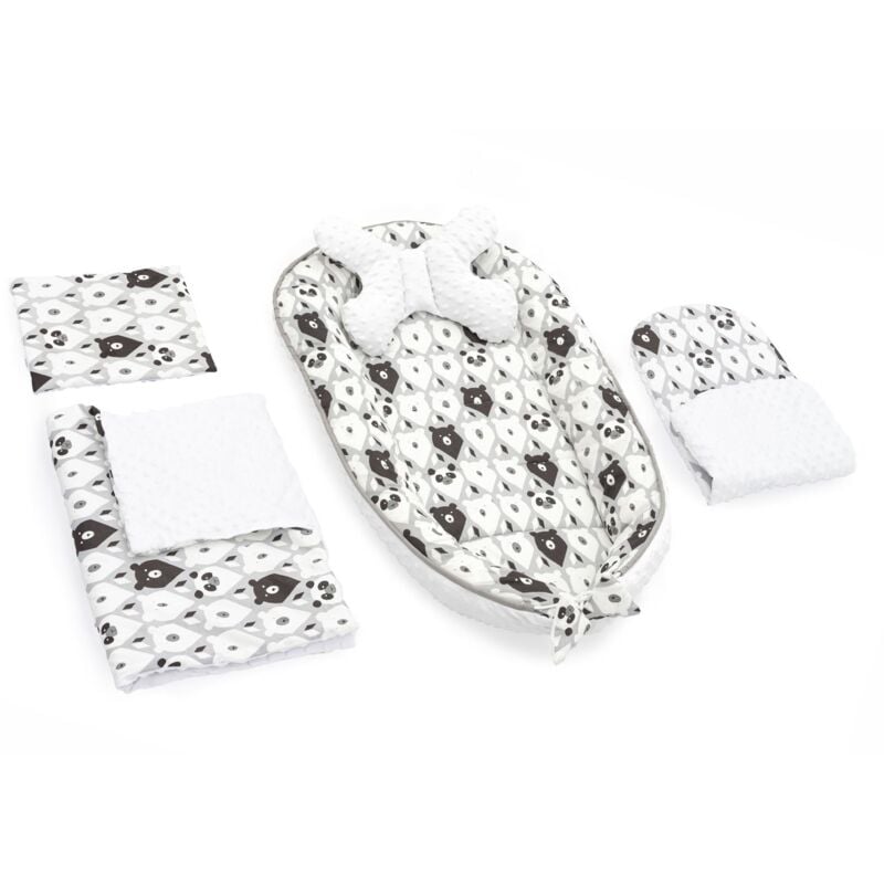 foto del prodotto bozzolo per carrello, materasso, cuscino, coperta tutumi jy07 bear white black 5in1