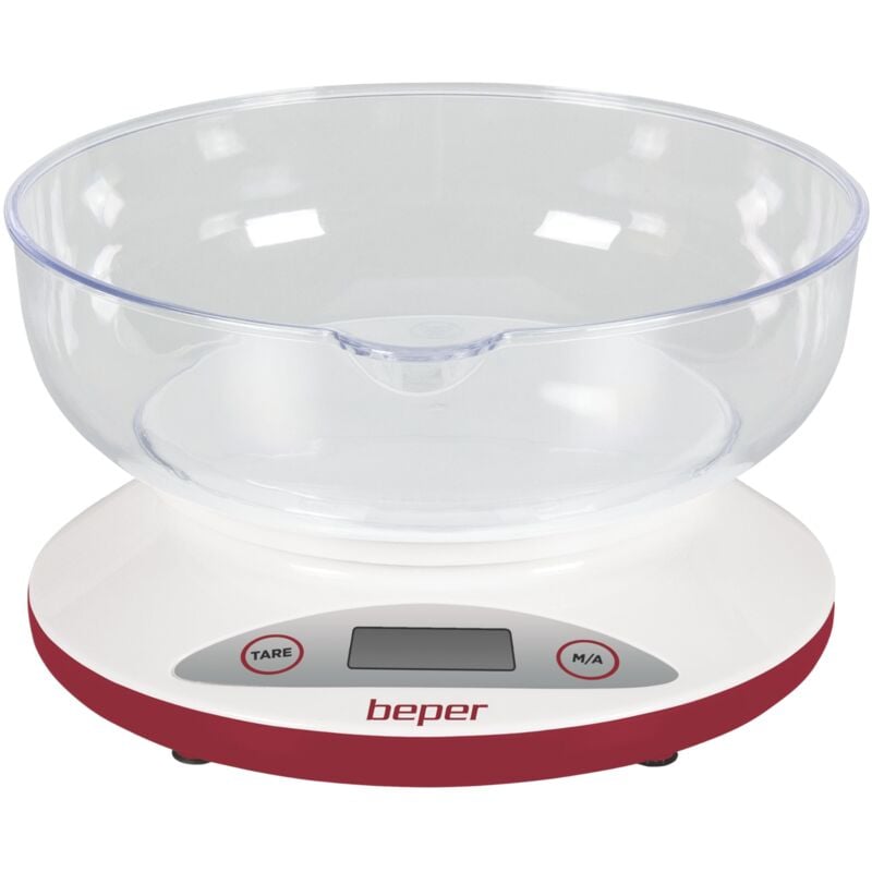 foto del prodotto bp.802 bilancia da cucina digitale, ciotola trasparente rimovibile, alimenti solidi e liquidi, sensore alta precisione, fino a 5 kg, display lcd,