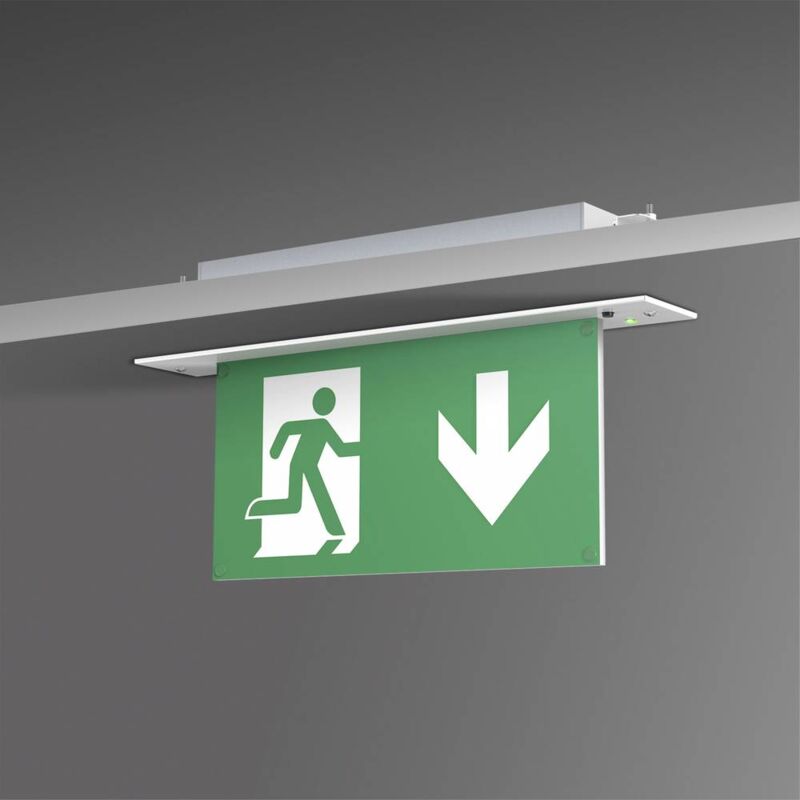 foto del prodotto br 554 030 indicazione via di fuga illuminata montaggio da incasso a soffitto b safety
