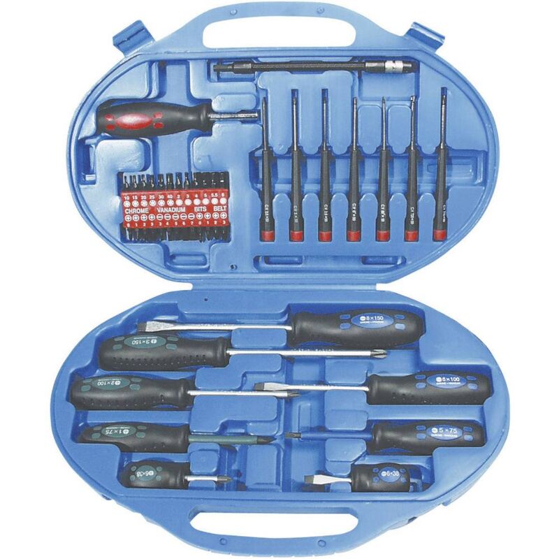 foto del prodotto br der mannesmann kit cacciaviti officina e meccanica 42 parti taglio, croce phillips, croce pozidriv, brugola interna,