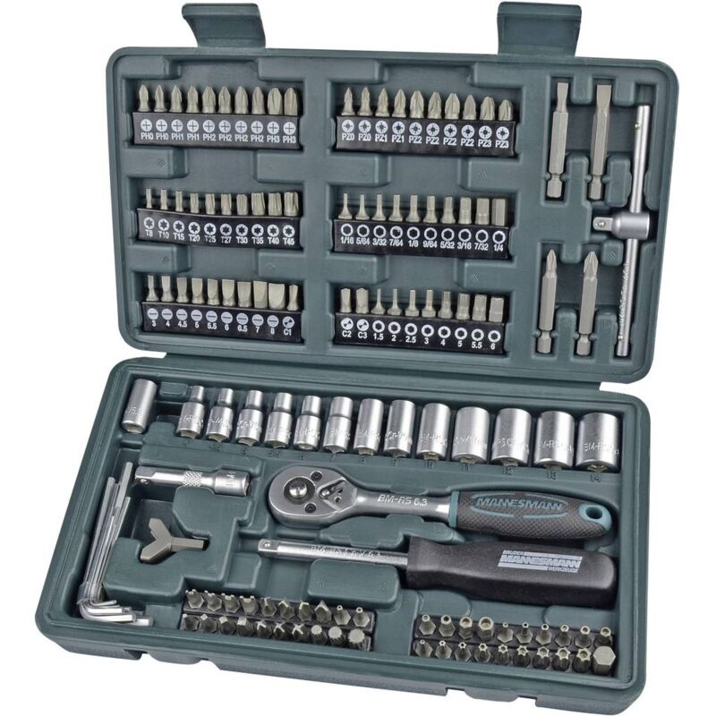 foto del prodotto br der mannesmann kit di chiavi a bussola metrico 1 4 6.3 mm 130 parti m29166