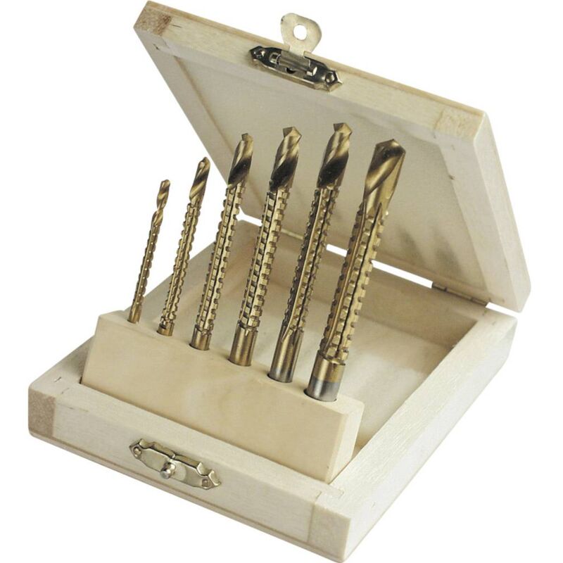 foto del prodotto br der mannesmann m54606 hss kit punte di fresatura per metallo 6 parti 3 mm, 4 mm, 5 mm, 6 mm, 6.5 mm, 8 mm tin alberi