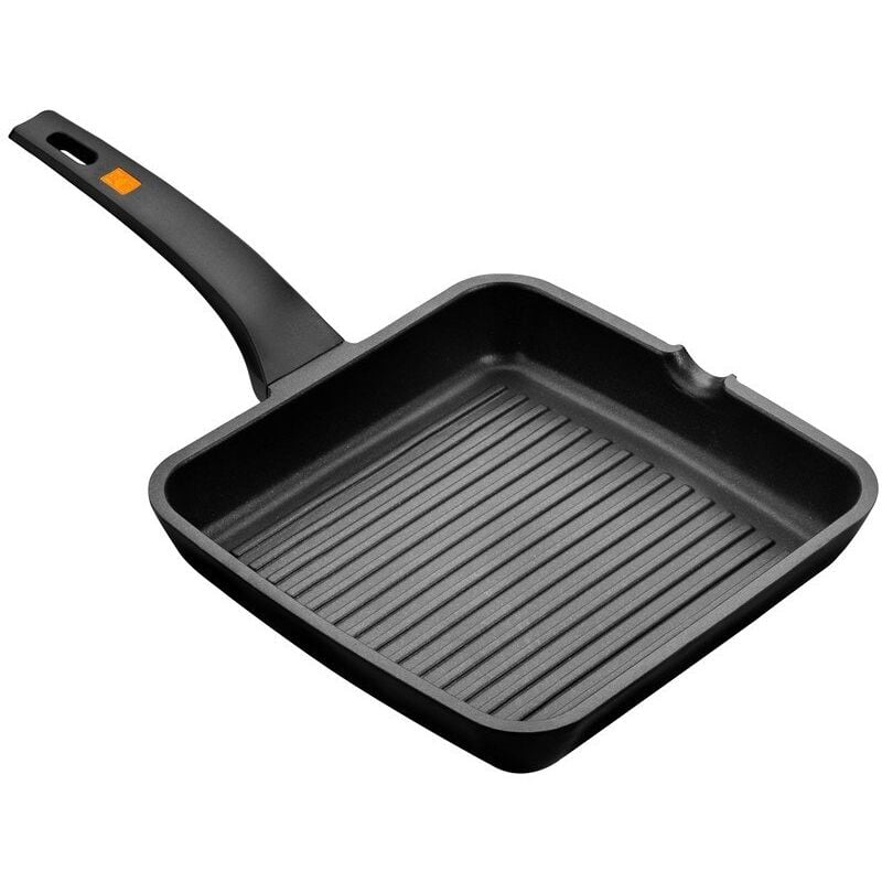 foto del prodotto bra efficient bistecchiera grill in ghisa d alluminio, con rivestimento antiaderente teflon platinum plus, nero, 22 cm
