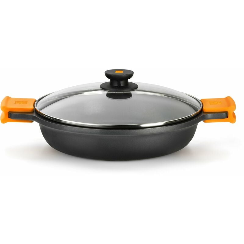 foto del prodotto bra efficient casseruola bassa, tegame antiaderente adatta per ogni tipo di fornelli, compresa induzione, alluminio, nero, 30 cm