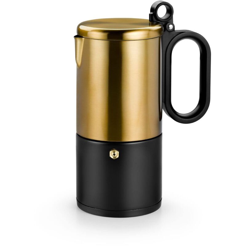 foto del prodotto bra kaffe macchina da caff in acciaio inox da 6 tazze, nera e rame, adatta a tutti i tipi di fornelli e all induzione