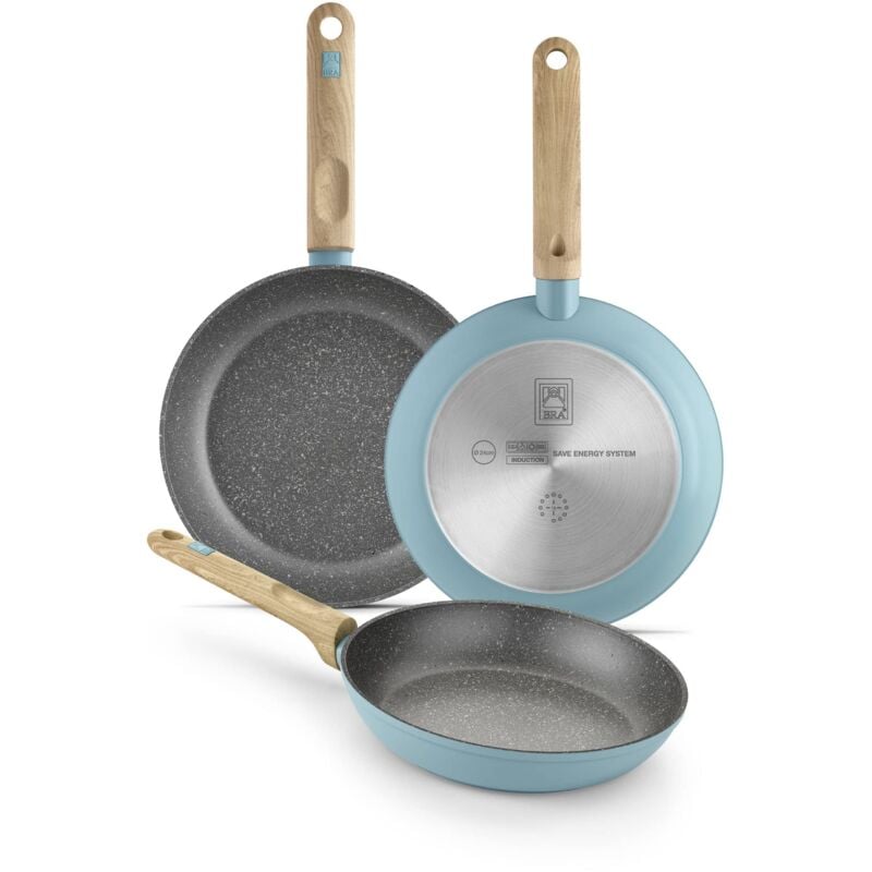 foto del prodotto bra nordik set di padelle da 20 24 28 cm, in alluminio forgiato con antiaderente, adatte a tutti i tipi di piani cottura, inclusa induzione