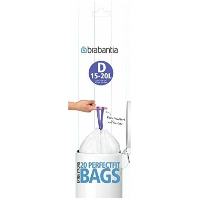 foto del prodotto brabantia 246760 sacchi per rifiuti, codice d, 15 20 l, 20 pz.