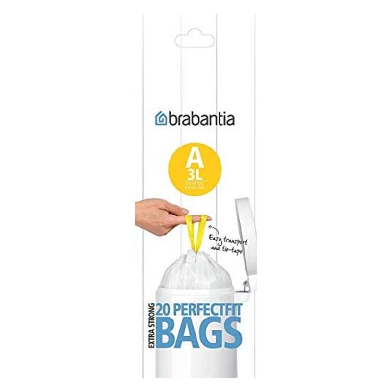 foto del prodotto brabantia a 3 l sacchetti per rifiuti in rotolo, plastica, bianco