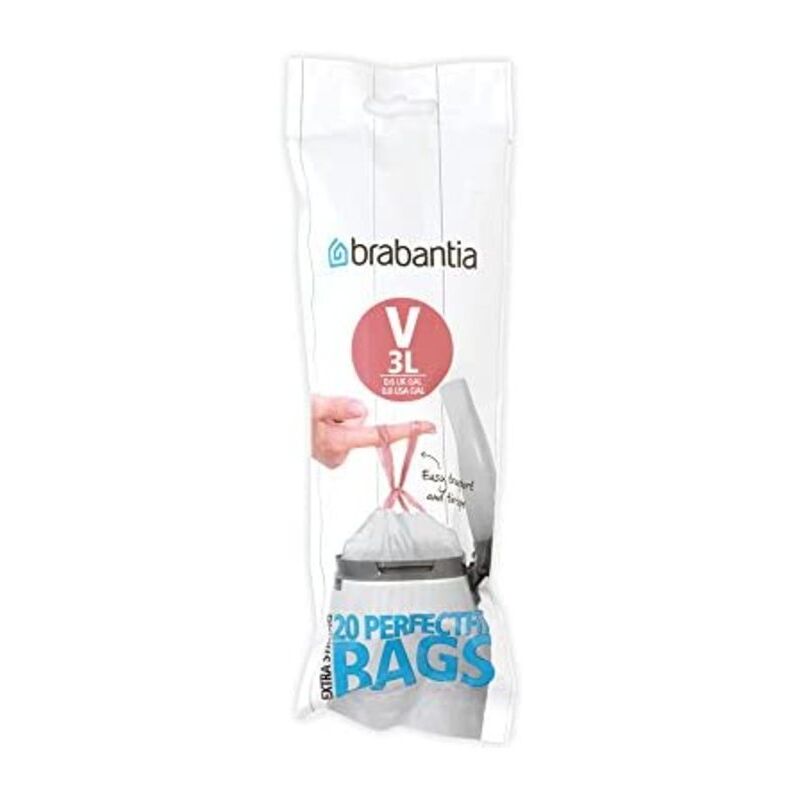 foto del prodotto brabantia code v sacchetti per rifiuti formato rotolo, bianco, 3 l, 20