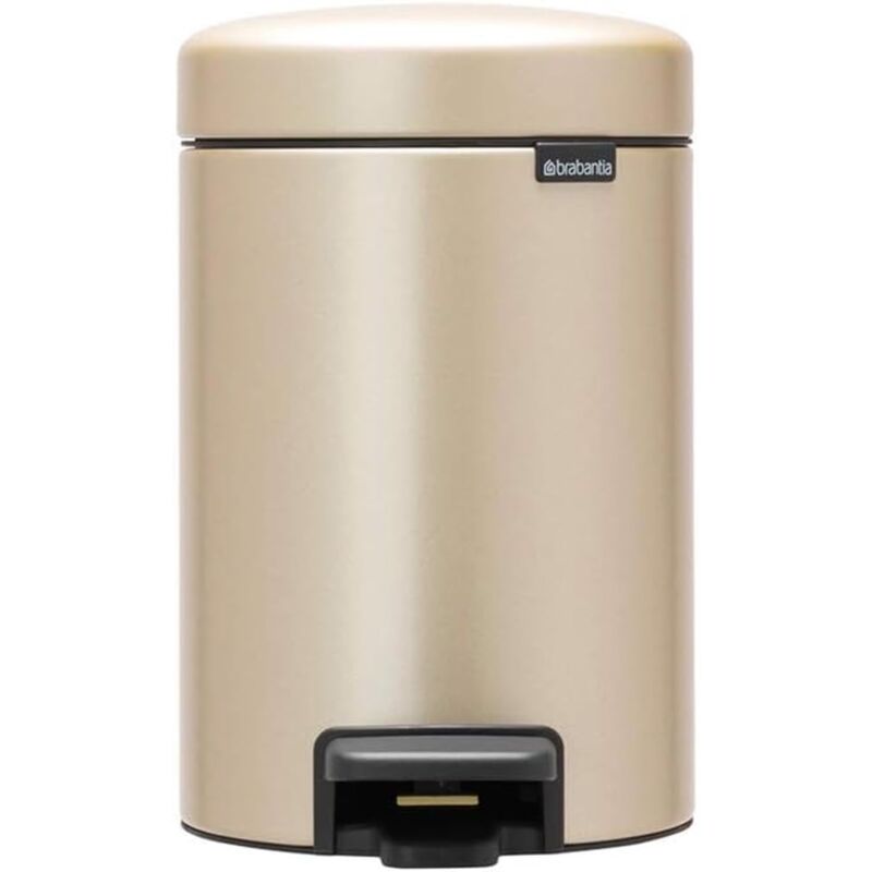 foto del prodotto brabantia pattumiera a pedale da bagno, 3 litri, lega di acciaio plastica metallic gold