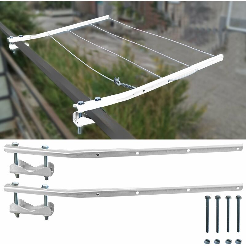 foto del prodotto bracci stendibiancheria da balcone esterno, per ringhiera fisso bianco