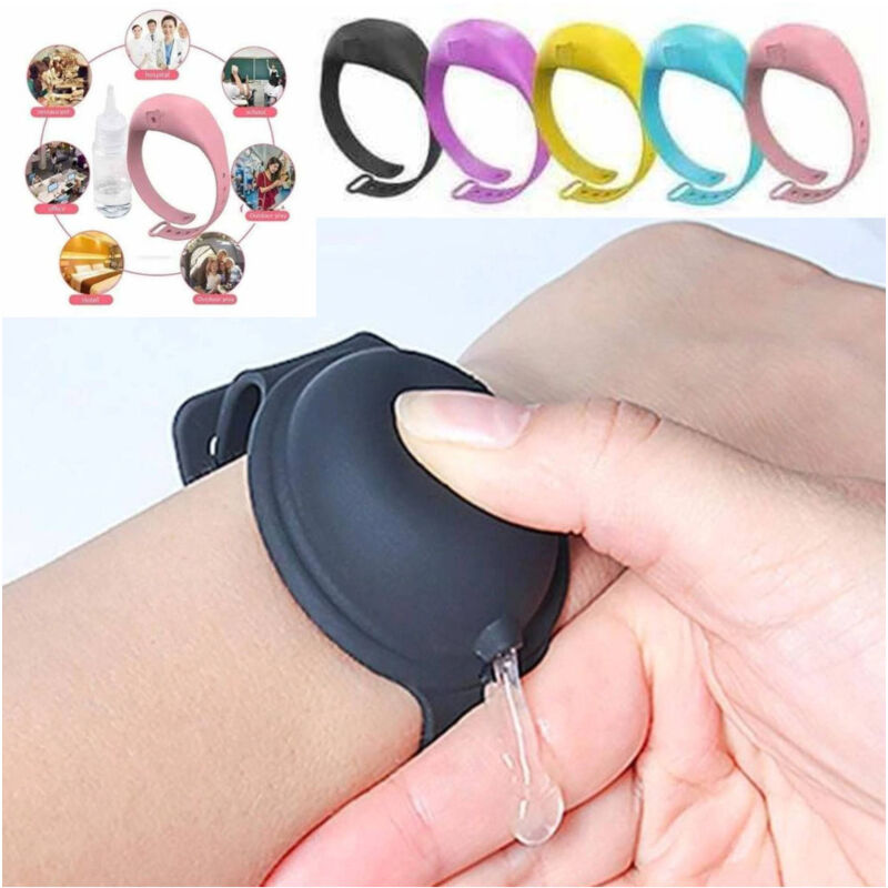foto del prodotto bracciale porta gel disinfettante igienizzante mani unisex ricaricabile silicone trade shop traesio