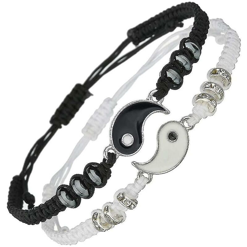 foto del prodotto braccialetti best friend per 2 braccialetti yin yang abbinati con cordino regolabile