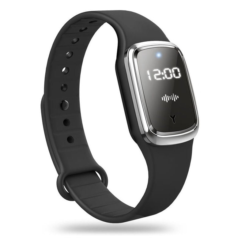 foto del prodotto braccialetto antizanzare nero, orologio antizanzare impermeabile ultrasonico ricaricabile tramite usb per interni ed esterni, adulti e bambini ymyny