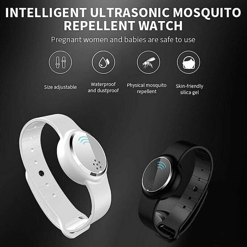 foto del prodotto braccialetto repellente per zanzare, orologio repellente per zanzare usb ultrasonico impermeabile per interni ed esterni, adatto per adulti e bambini