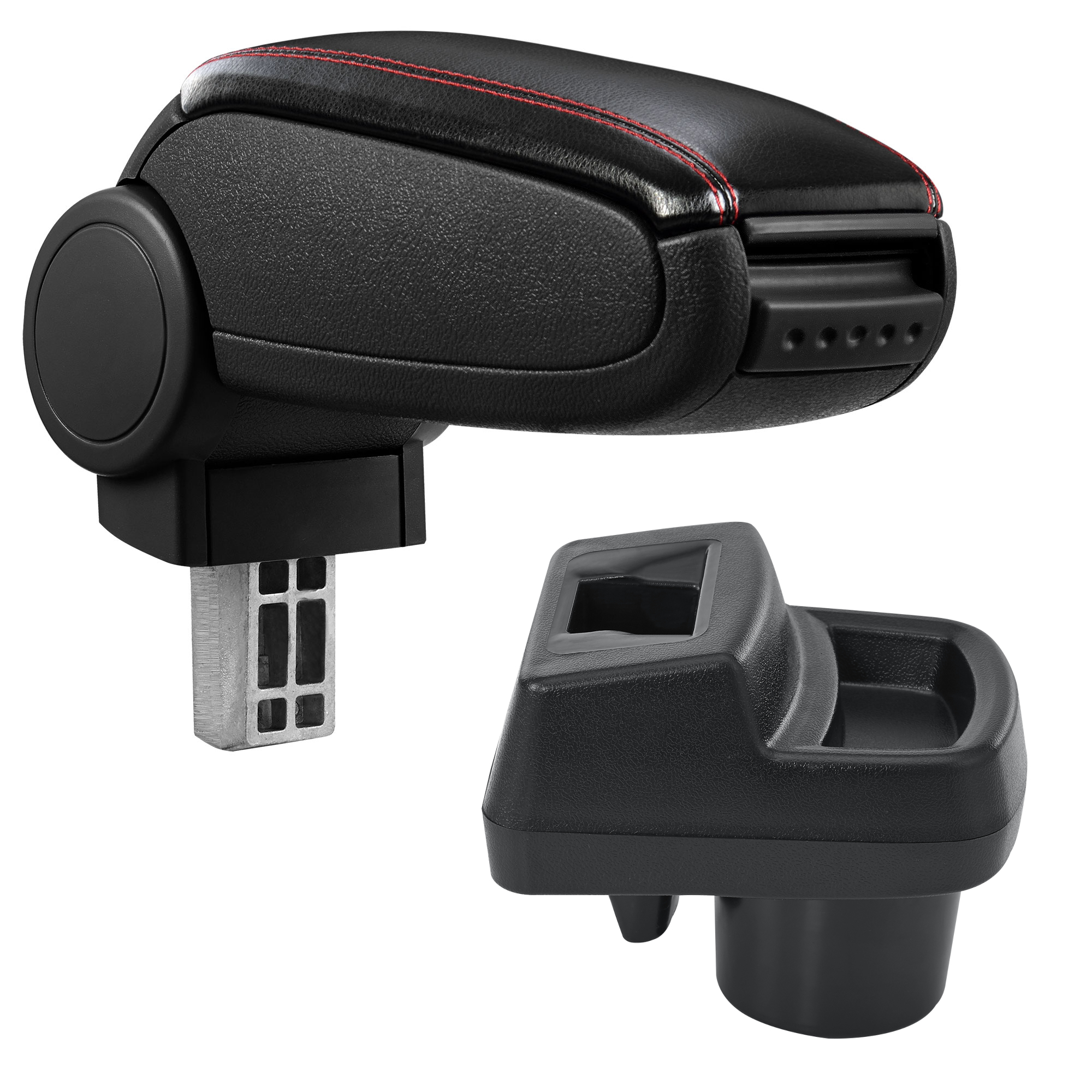 foto del prodotto bracciolo centrale per opel corsa f similpelle nero con cucitura rossa pro.tec